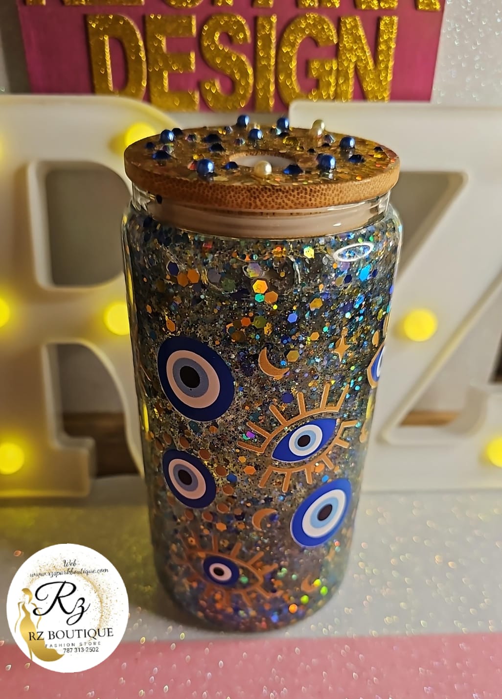 Vaso Cristal Motivo Ojitos