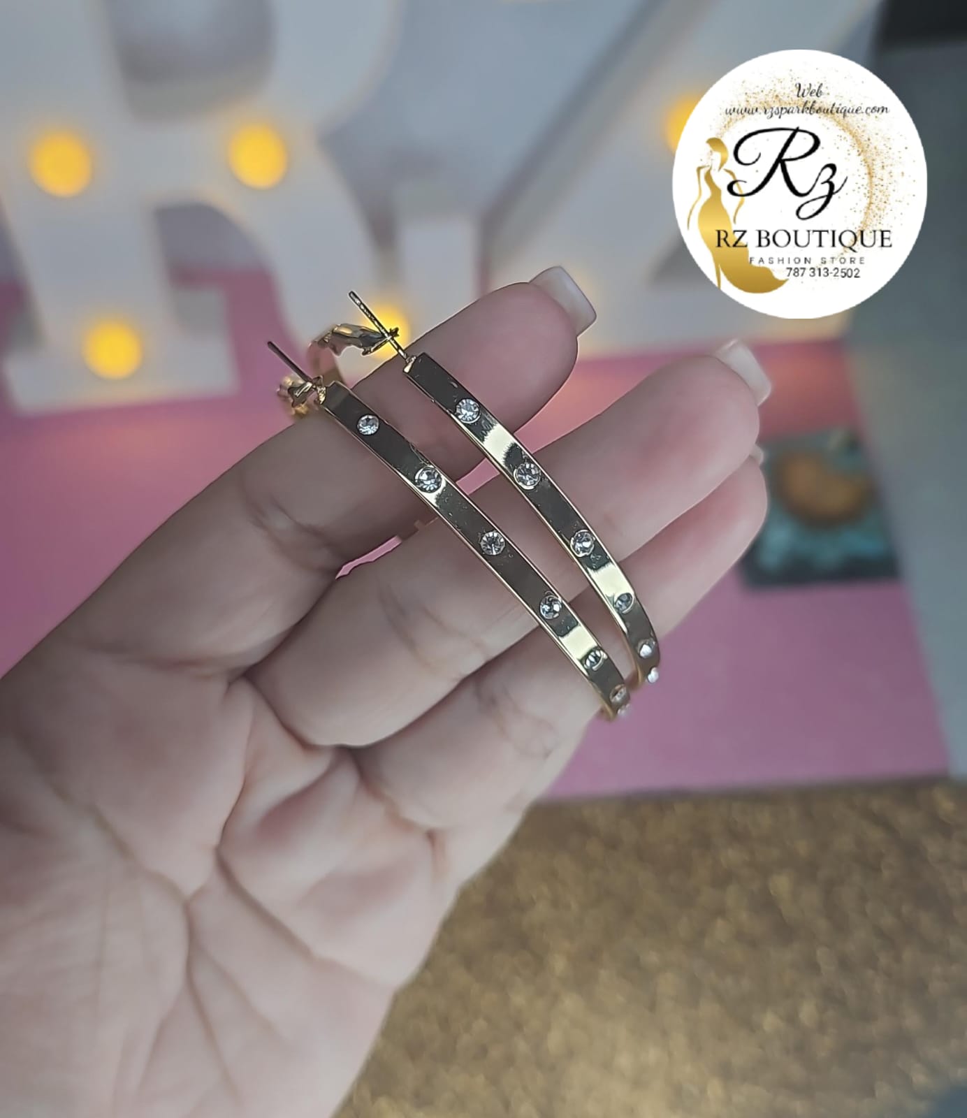 Aretes Rhinestone Dorado