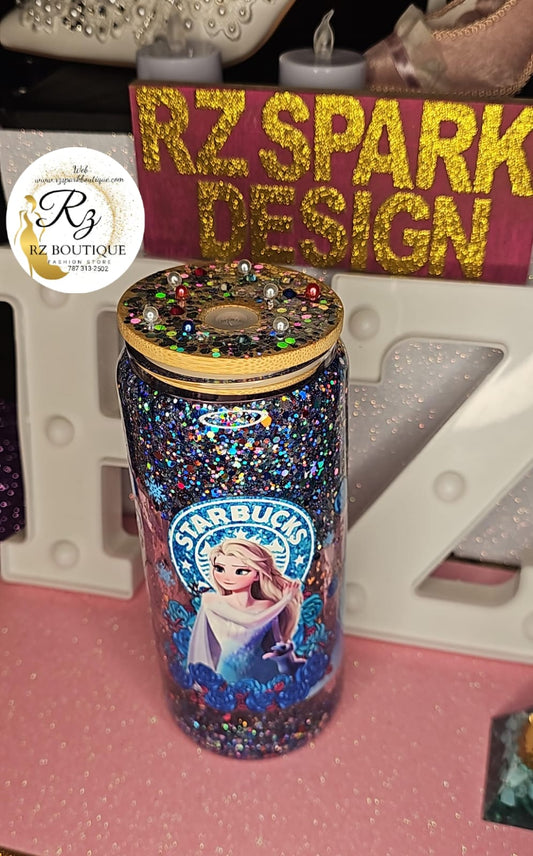 Vaso Cristal Motivo Frozen, Glitter