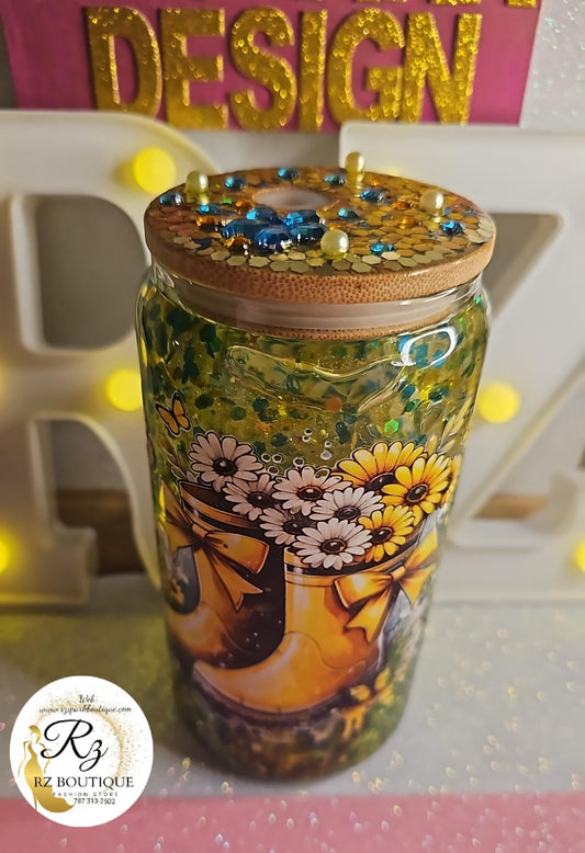 Vaso Cristal Motivo Botas Floral