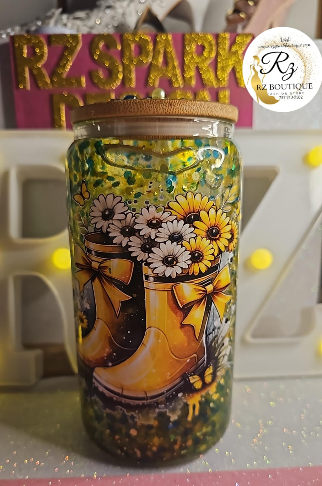 Vaso Cristal Motivo Botas Floral