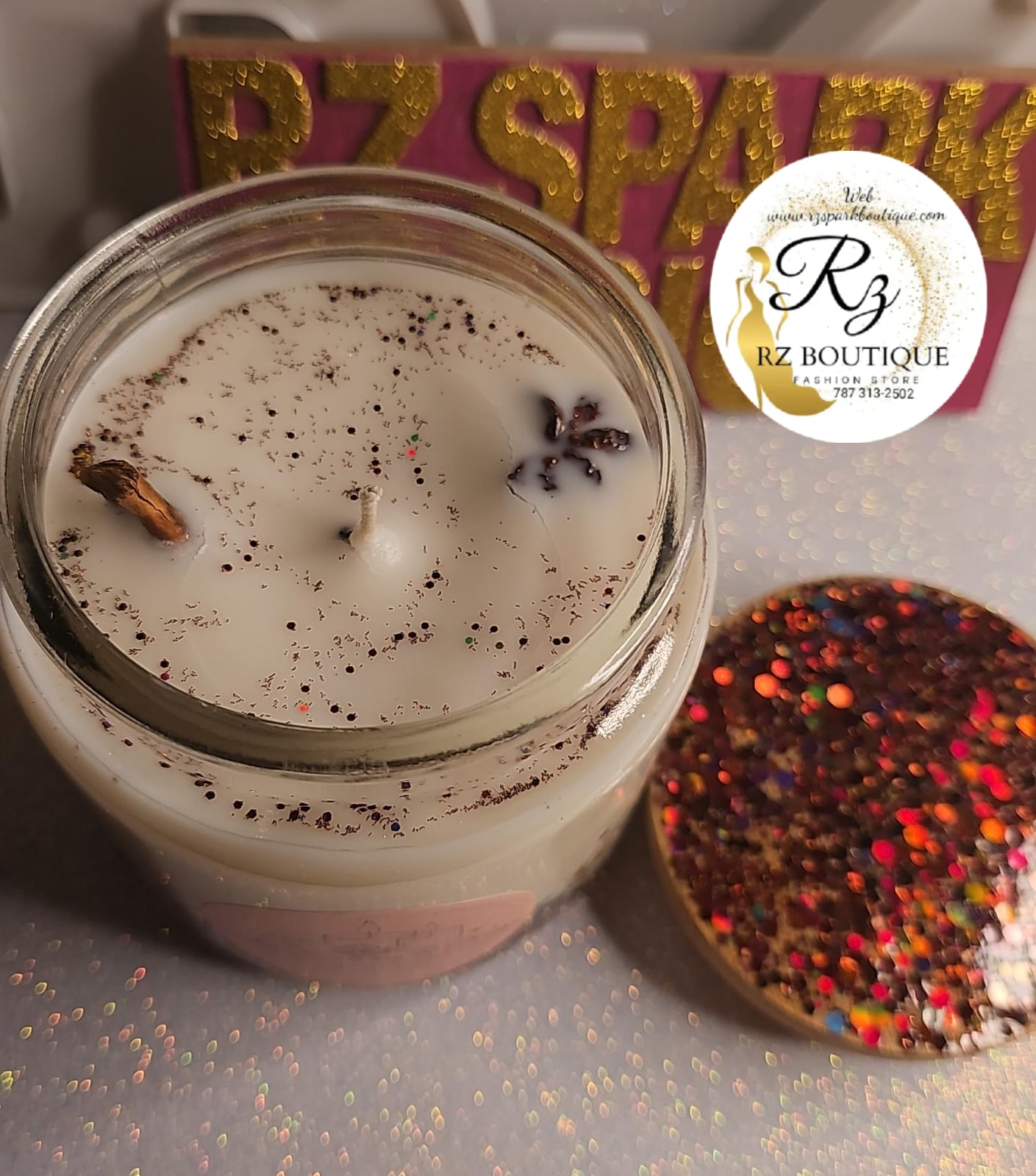Velas Aromática Canela Picante, Clavos y Anis, Glitter