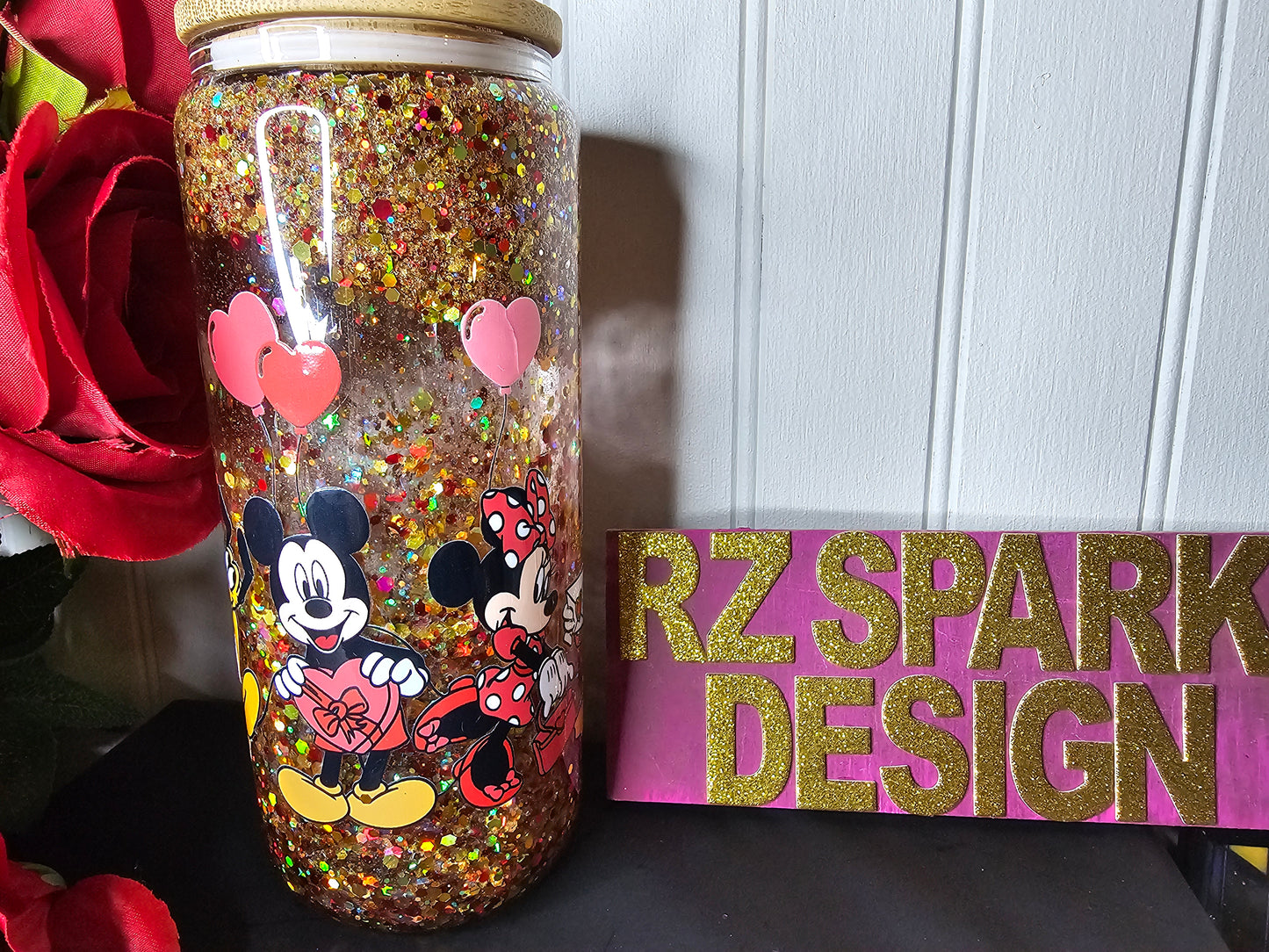 Vaso Cristal Motivo Mickey and Minnie