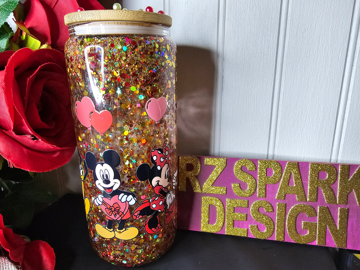 Vaso Cristal Motivo Mickey and Minnie