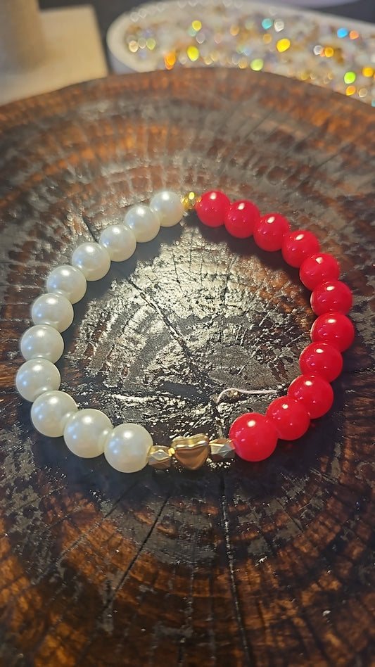 Pulsera Mitad Roja y Mitad Blanca