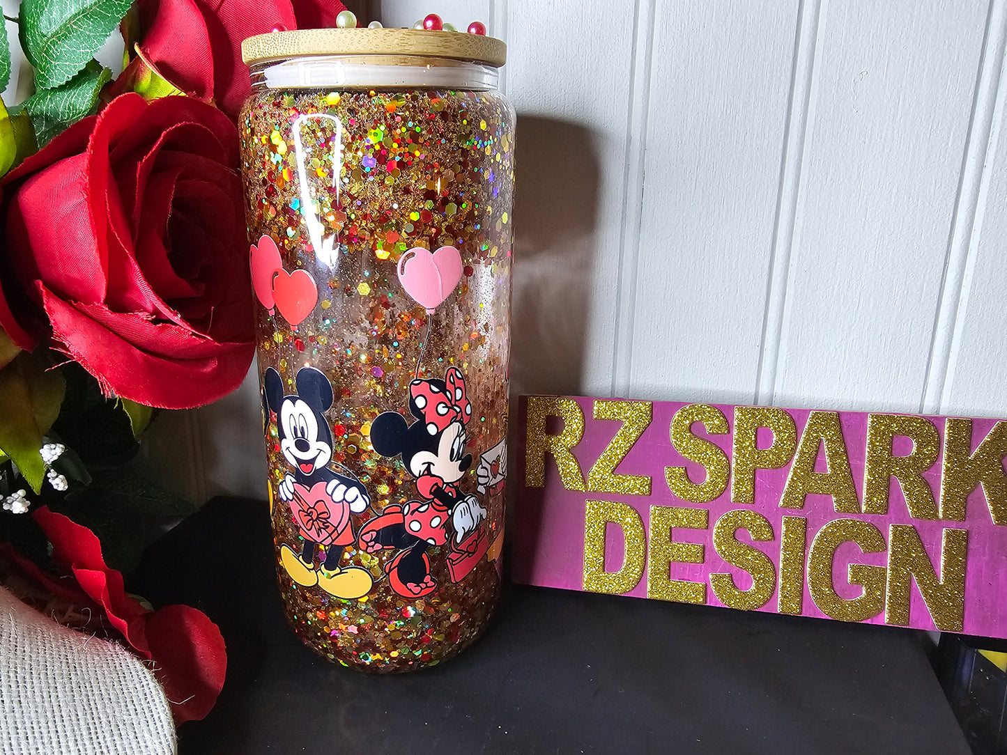 Vaso Cristal Motivo Mickey and Minnie