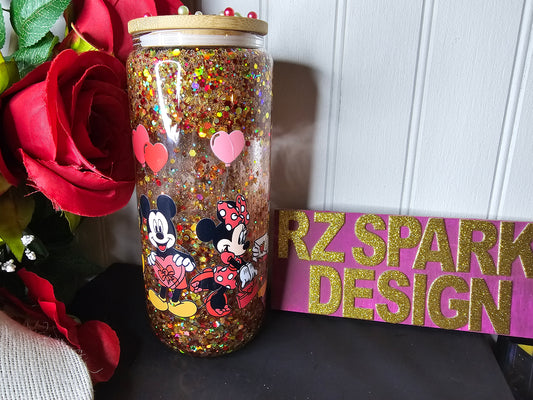 Vaso Cristal Motivo Mickey and Minnie