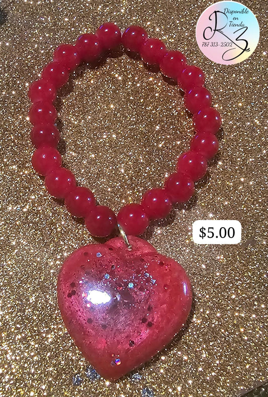 Pulsera Roja con Charm en Resina