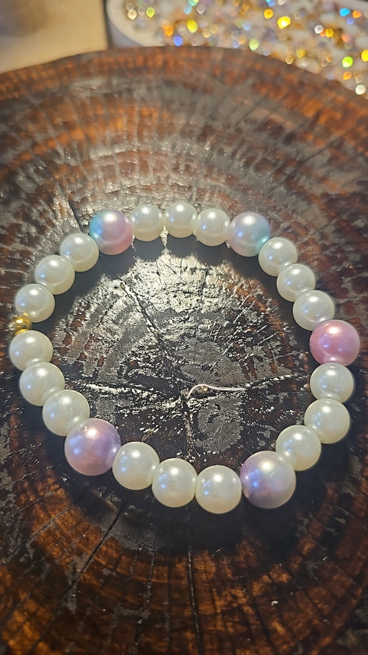 Pulsera Blanca con Perlas Multi